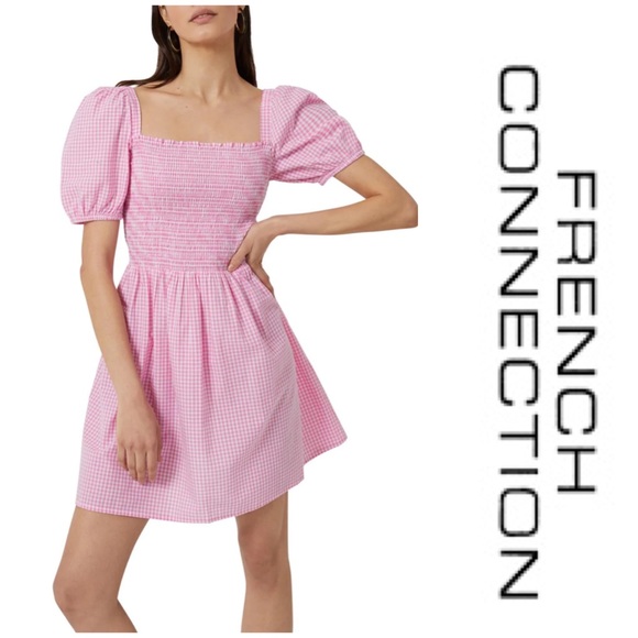 french connection pink gingham dress Pink Gingham Bustier Midi Dress Pink Gingham / 12